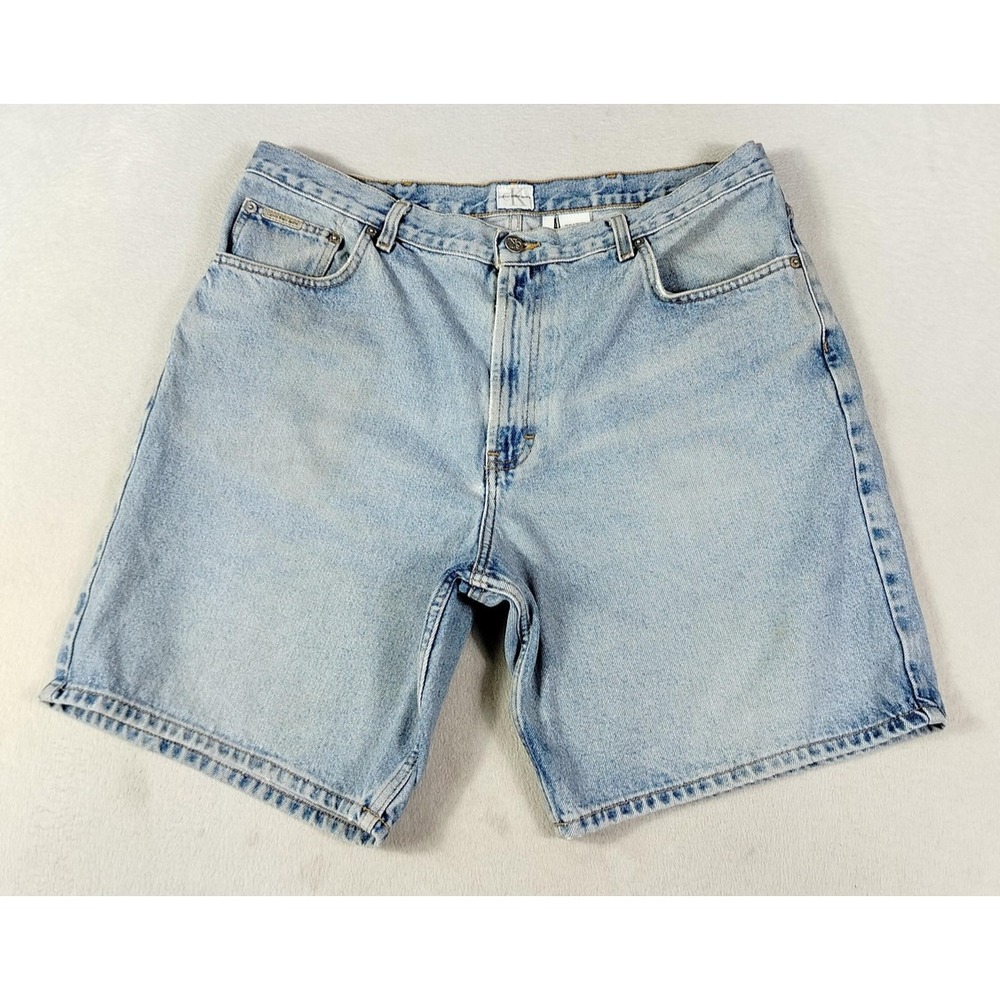 Vintage Calvin Klein Jeans Shorts Mens 38 Blue Denim Relaxed Fit Jorts Dadcore